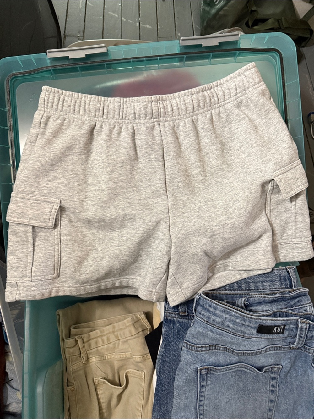 Becca Women's Gray Cargo Sweat Shorts - Casual Elastic Waist
